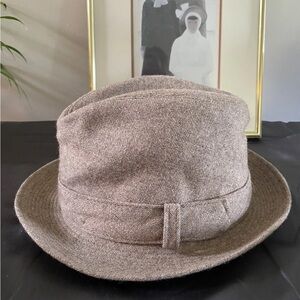 Vintage Biltmore Fedora Wool Brown Tweed Hat Size 7 1/4 Lined Made in Canada